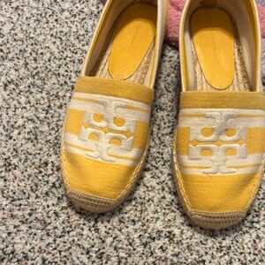 Tory Burch Yellow Canvas Logo Espadrilles